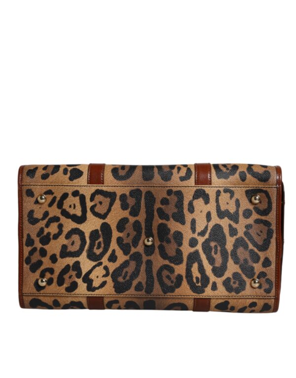 Dolce & Gabbana Brown Leopard Print Logo Plaque Top Handle Handbag Bag - Image 6