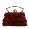 Dolce & Gabbana Red Gold Chain VANDA Tinsel Crystals Evening Clutch Bag
