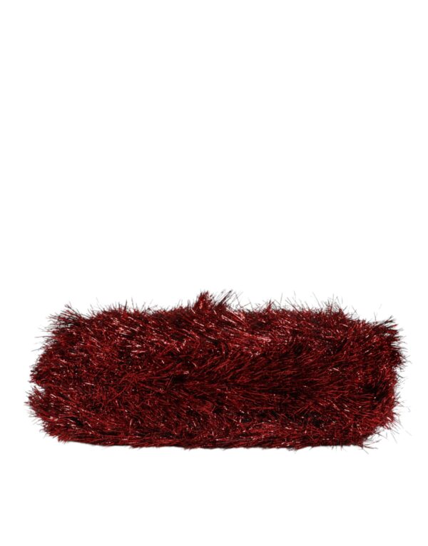 Dolce & Gabbana Red Gold Chain VANDA Tinsel Crystals Evening Clutch Bag - Image 5