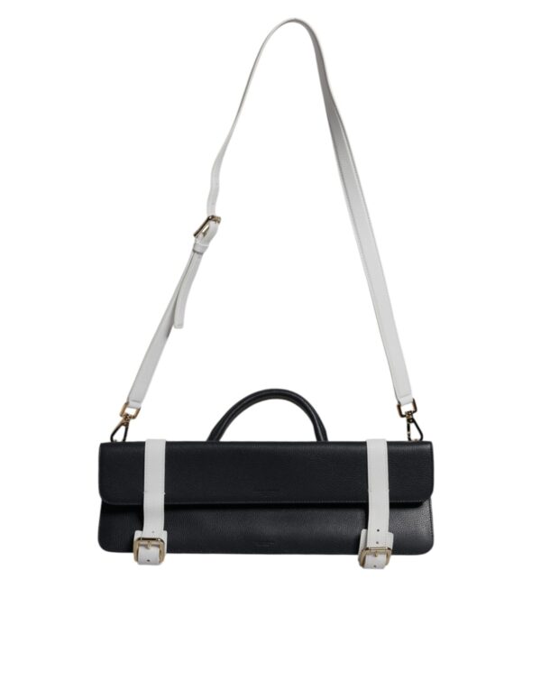 Dolce & Gabbana Blue White Calfskin Leather Crossbody Shoulder Bag - Image 2