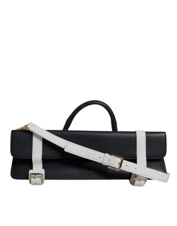 Dolce & Gabbana Blue White Calfskin Leather Crossbody Shoulder Bag - Image 3