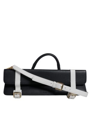 Dolce & Gabbana Blue White Calfskin Leather Crossbody Shoulder Bag