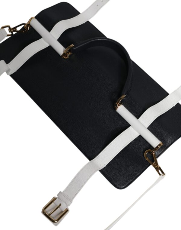 Dolce & Gabbana Blue White Calfskin Leather Crossbody Shoulder Bag - Image 5