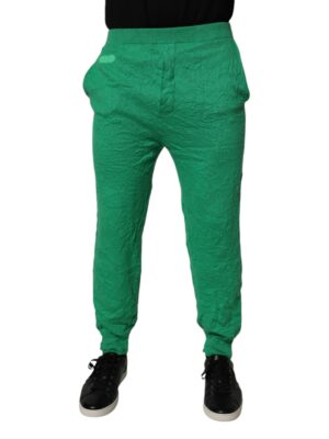 Dsquared² Green Cotton Elastic Waist Men Casual Pants