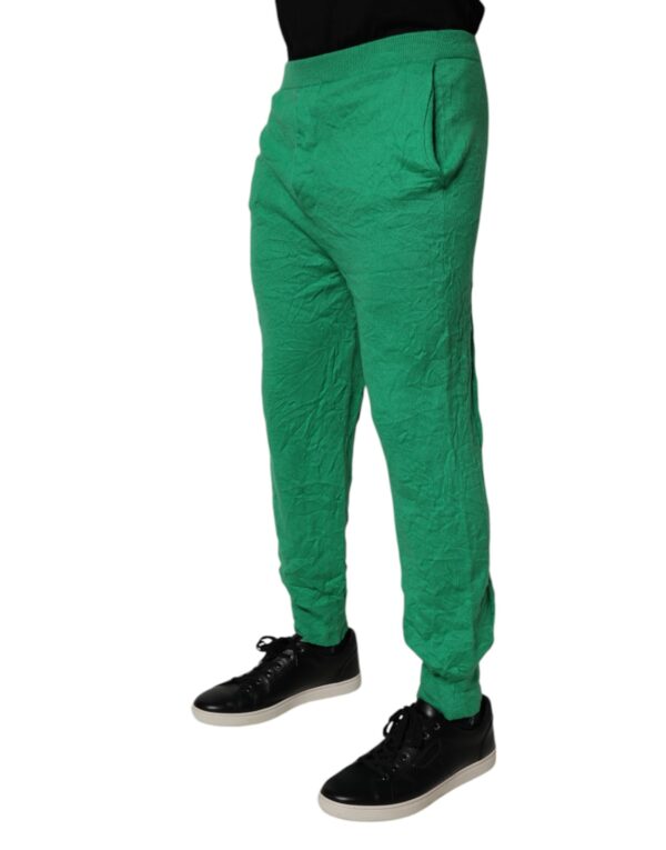 Dsquared² Green Cotton Elastic Waist Men Casual Pants - Image 3