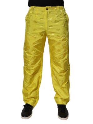Dolce & Gabbana Yellow DG Monogram Polyester Straight Pants