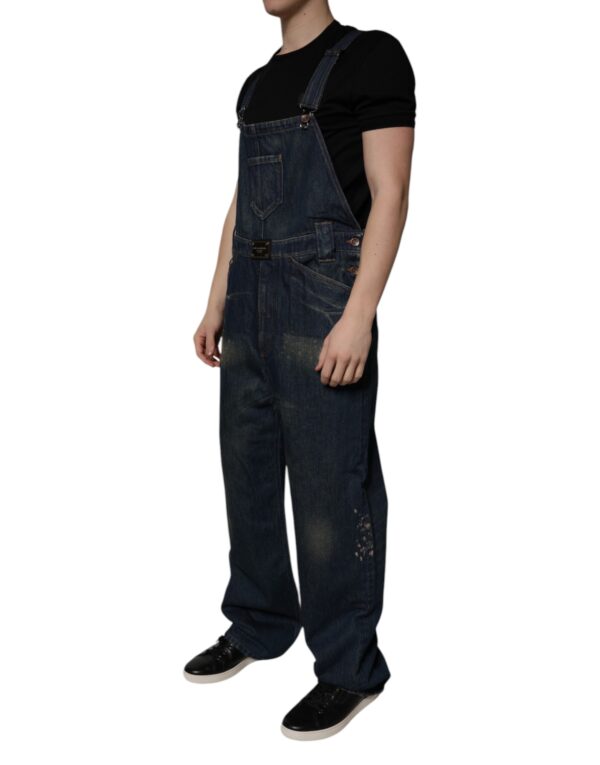 Dolce & Gabbana Dark Blue Cotton Men Jumpsuit Denim Jeans - Image 3