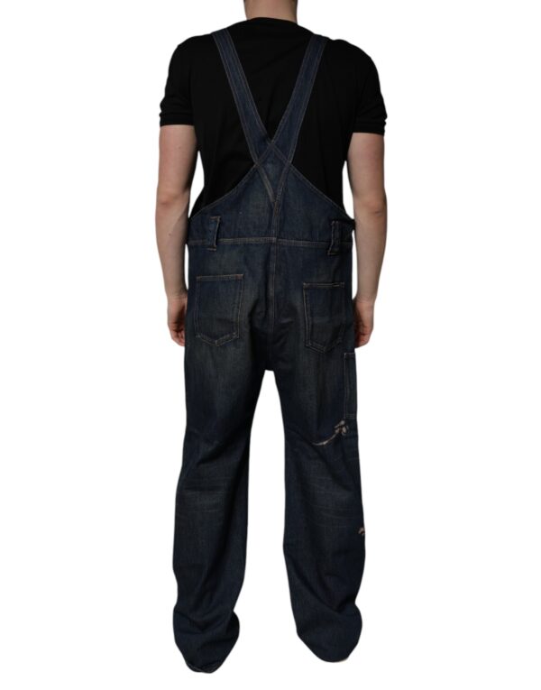 Dolce & Gabbana Dark Blue Cotton Men Jumpsuit Denim Jeans - Image 4