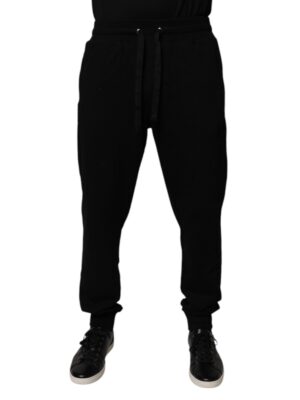 Dolce & Gabbana Black Cotton Mid Waist Jogger Sweatpants Pants