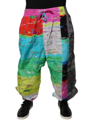 Dolce & Gabbana Multicolor Patchwork Mid Waist Sweatpants Pants