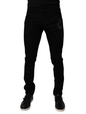 Dolce & Gabbana Black Sacred Heart Cotton Skinny Denim Jeans