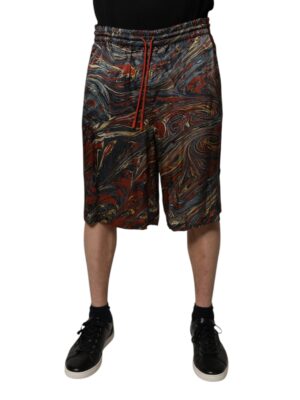 Dolce & Gabbana Multicolor Marble Print Trouser Bermuda Shorts