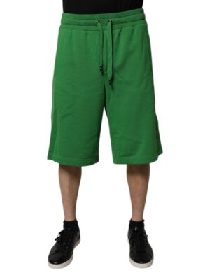 Dolce & Gabbana Green Cotton Men Sweatshorts Bermuda Shorts