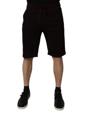 Dolce & Gabbana Maroon Cotton Sweatshorts Men Bermuda Shorts