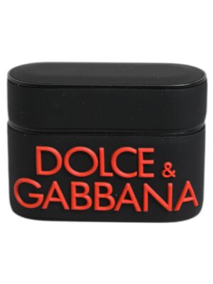 Dolce & Gabbana Black Orange Silicone Embossed Logo Airpods Case
