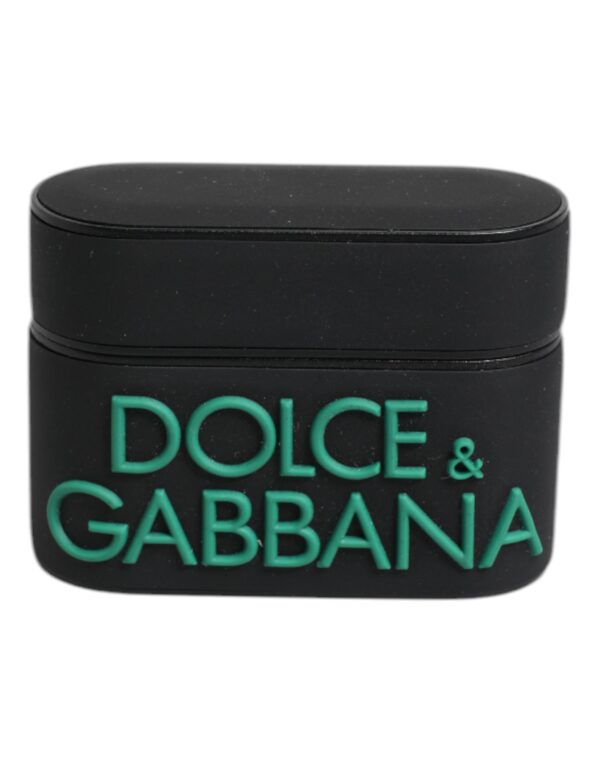 Dolce & Gabbana Black Orange Silicone Embossed Logo Airpods Case - Image 2