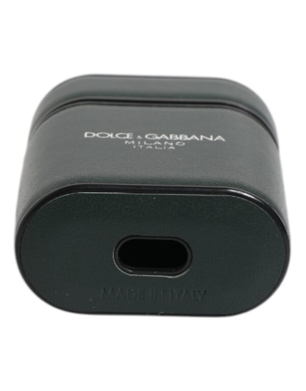 Dolce & Gabbana Black Calfskin Leather Logo Print Flip Holder Airpods Case - Image 5
