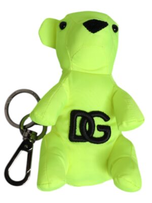 Dolce & Gabbana Green Bear Embroidered Logo Keychain Clasp Keyring