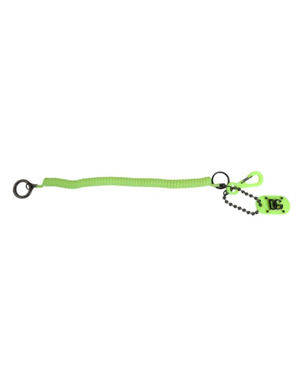 Dolce & Gabbana Green Springy Key Holder DG Logo Men's Keychain Keyring - Image 2