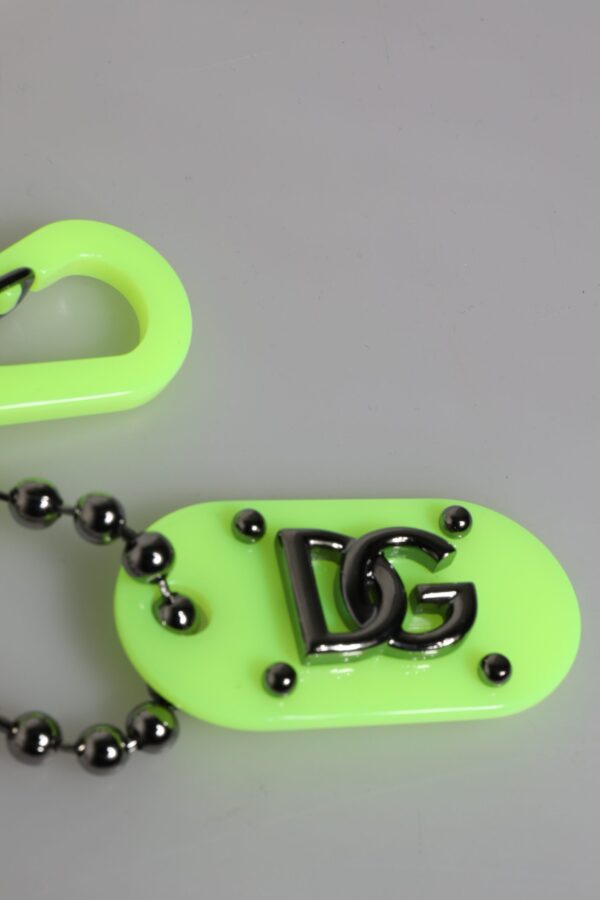 Dolce & Gabbana Green Springy Key Holder DG Logo Men's Keychain Keyring - Image 4