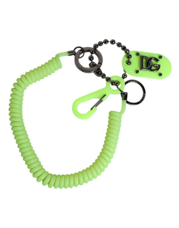 Dolce & Gabbana Green Springy Key Holder DG Logo Men's Keychain Keyring - Image 5