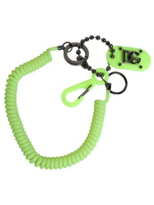 Dolce & Gabbana Green Springy Key Holder DG Logo Men's Keychain Keyring