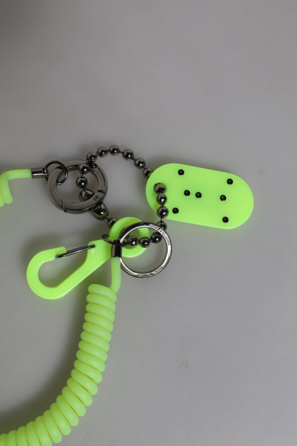Dolce & Gabbana Green Springy Key Holder DG Logo Men's Keychain Keyring - Image 6