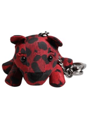 Dolce & Gabbana Red Black Polyester Animal Silhouette Keychain Keyring