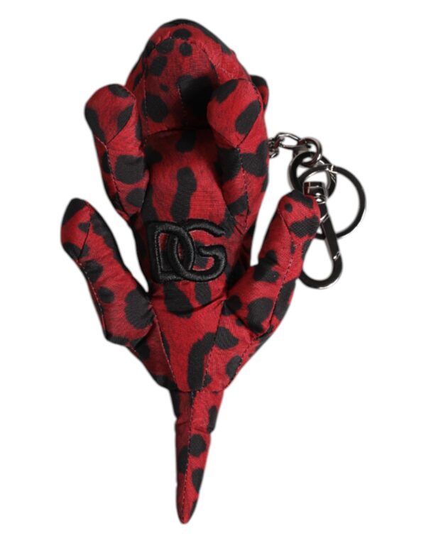 Dolce & Gabbana Red Black Polyester Animal Silhouette Keychain Keyring - Image 5