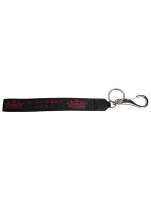 Dolce & Gabbana Black Nylon Logo DG Crown Men's Holder Keychain Keyring