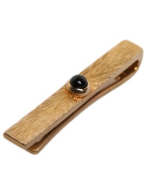 Dolce & Gabbana Black Sapphire Gold Tone Brass Tie Clip Bar