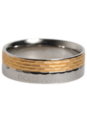 Dolce & Gabbana Gold Silver Tone Real Brass DG Logo Ring