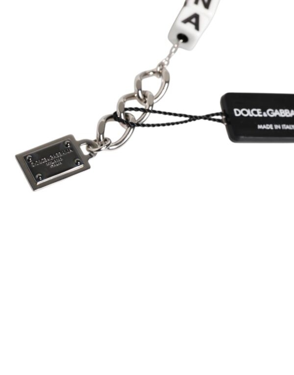 Dolce & Gabbana Silver Brass Chain Dice Logo Embellished Charm Bracelet - Image 5