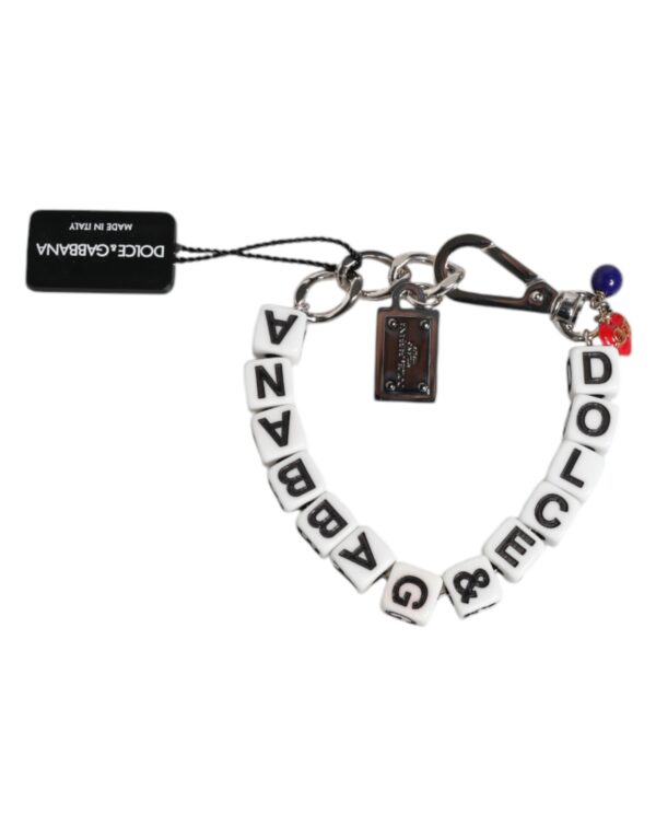 Dolce & Gabbana Silver Brass Chain Dice Logo Embellished Charm Bracelet - Image 3
