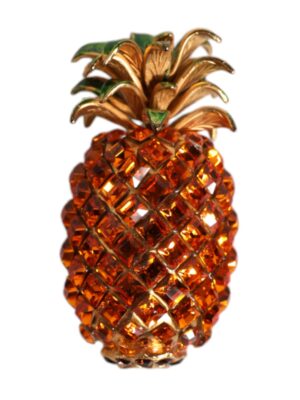 Dolce & Gabbana Gold Brass Pineapple Crystal Jewelry Brooch Pin