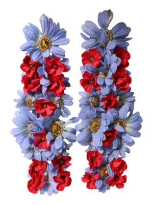 Dolce & Gabbana Gold Tone Brass Floral Crystal Clip On Dangling Earrings