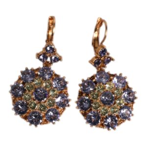 Dolce & Gabbana Earrings Brass Multicolor Floral Crystal Dangling Jewelry