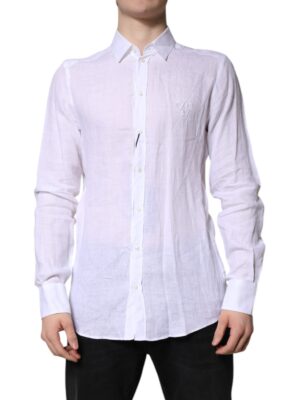 Dolce & Gabbana White Linen Martini Dress Formal Shirt