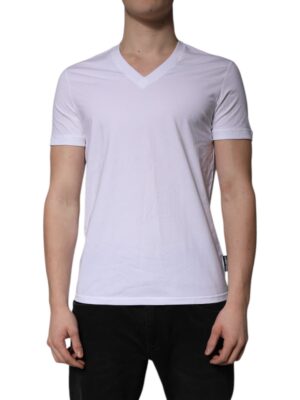 Dolce & Gabbana White V-neck Short Sleeves Underwear T-shirt