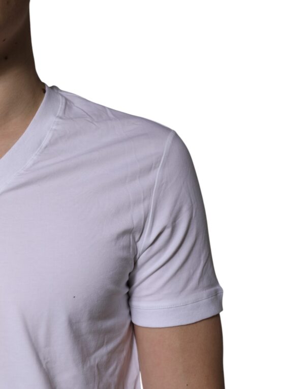 Dolce & Gabbana White V-neck Short Sleeves Underwear T-shirt - Image 5