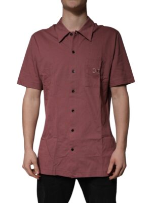 Dolce & Gabbana Dark Pink Button Down Casual Polo Men Shirt