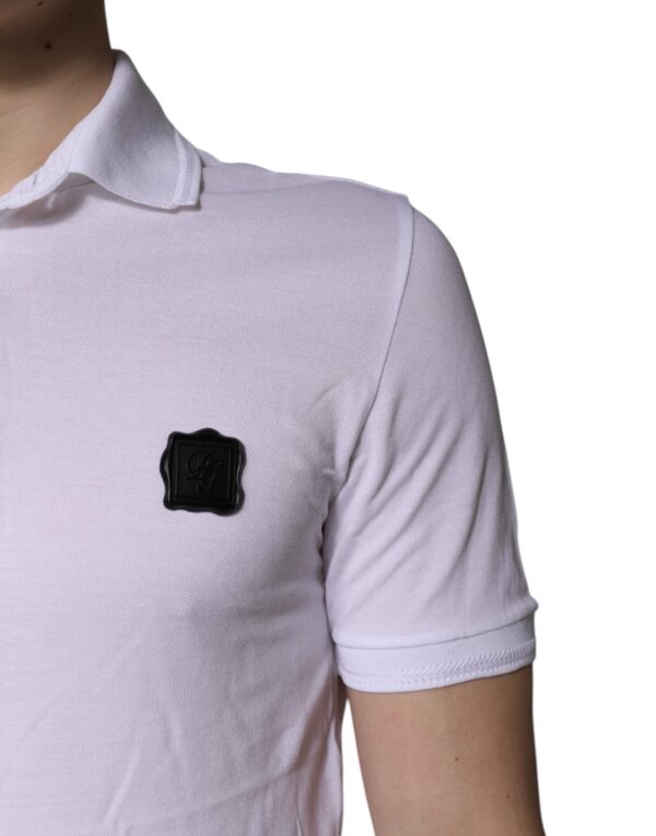 Dolce & Gabbana White Cotton Logo Collared Polo T-shirt - Image 5