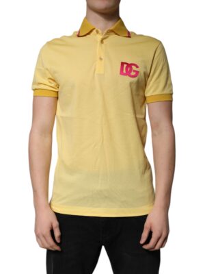Dolce & Gabbana Yellow Cotton Logo Collared Polo T-shirt