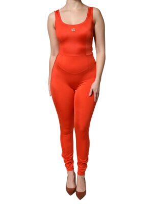 Dolce & Gabbana Orange Sleeveless Bodycon Jumpsuit Dress