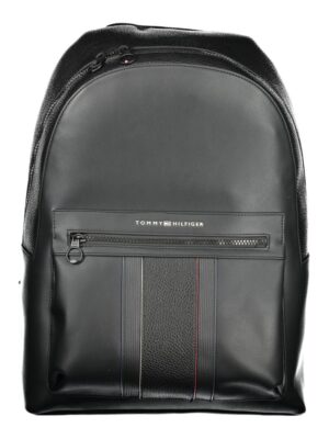 Tommy Hilfiger Black Polyester Men Backpack
