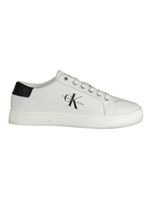 Calvin Klein Sleek White Lace-Up Sneakers with Logo Detail