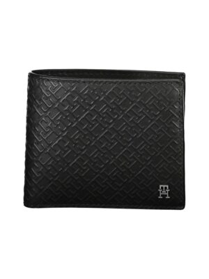 Tommy Hilfiger Elegant Black Leather Wallet with Multi-Compartments
