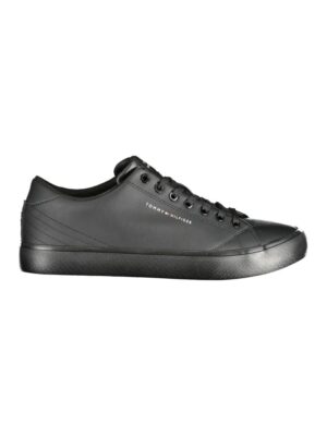 Tommy Hilfiger Black Leather Men Sneaker