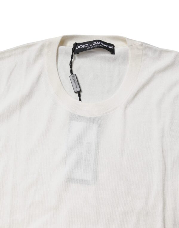 Dolce & Gabbana Cream Sleeveless Silk Round Neck Tank Top - Image 5