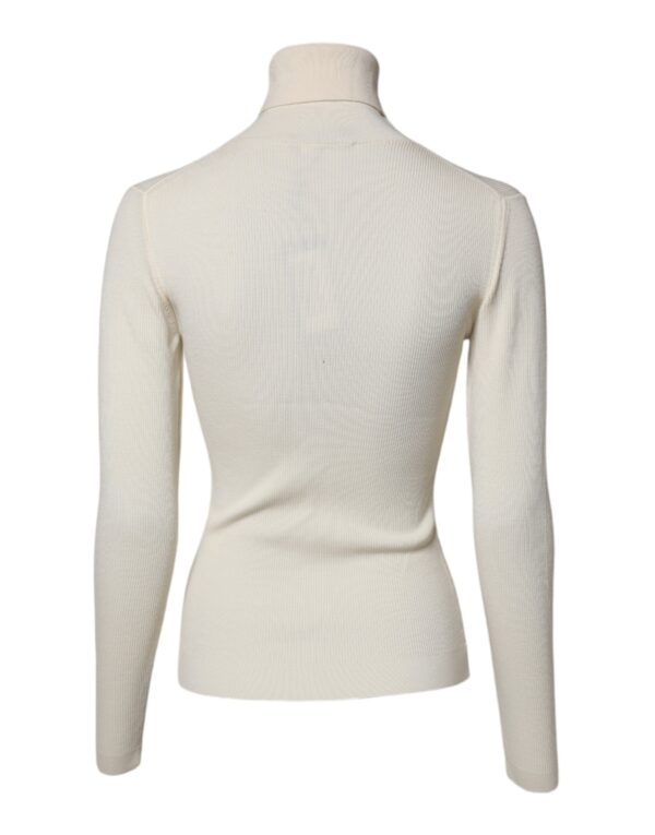Dolce & Gabbana Cream Long Sleeves Turtleneck Slim Sweater - Image 4